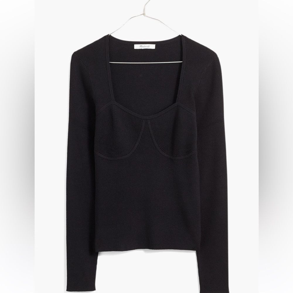 Madewell Ribbed Knit Top size XXS NWT - Black